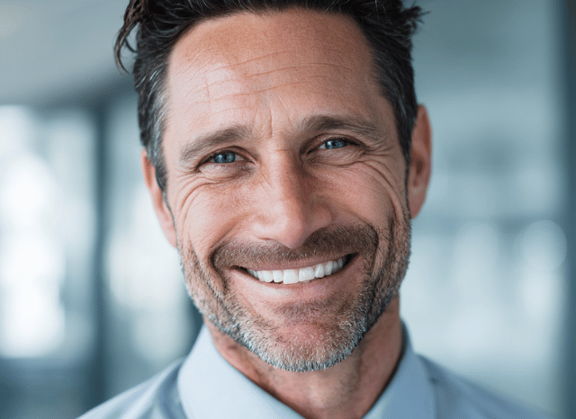 A visual representation of a smiling man