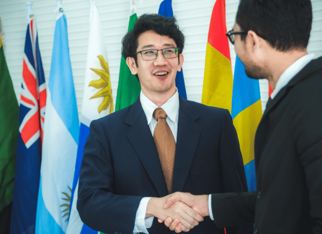 Two diplomatics reaching a deal